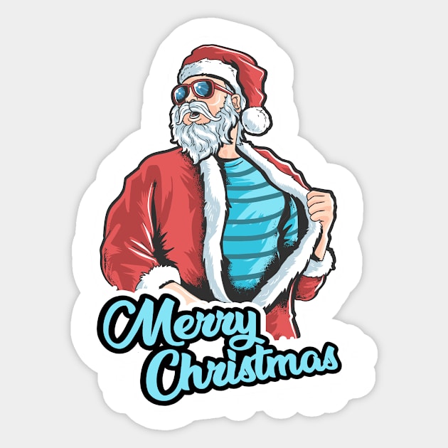 Vintage Santa Claus Retro Design Christmas Beer Funny Gift Idea Sticker by ivaostrogonac